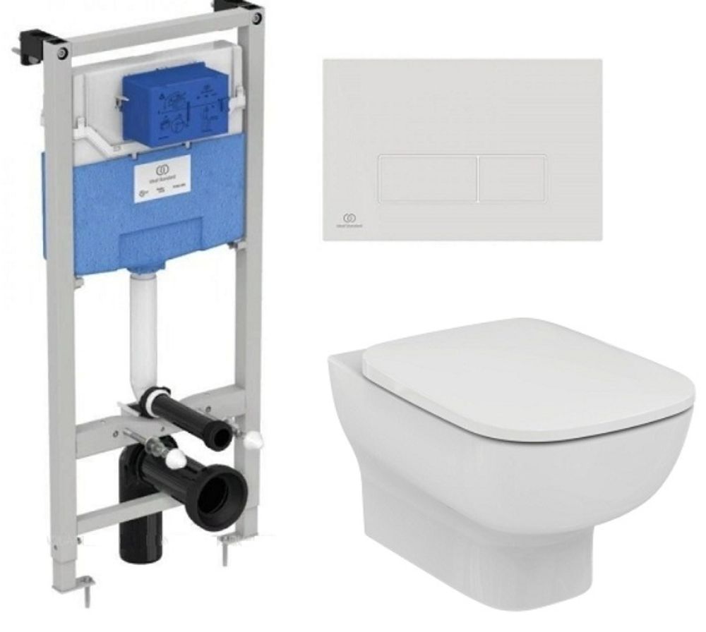 Комплект подвесной унитаз + инсталляция ESEDRA AquaBlade T386001 (кр T318101, Инстал M R020467, кноп M2 R0121AC белая)