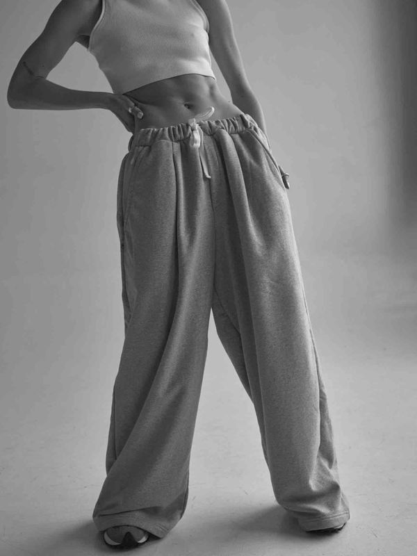 Брюки Baggy Trousers Logo Melange серые - фото 8