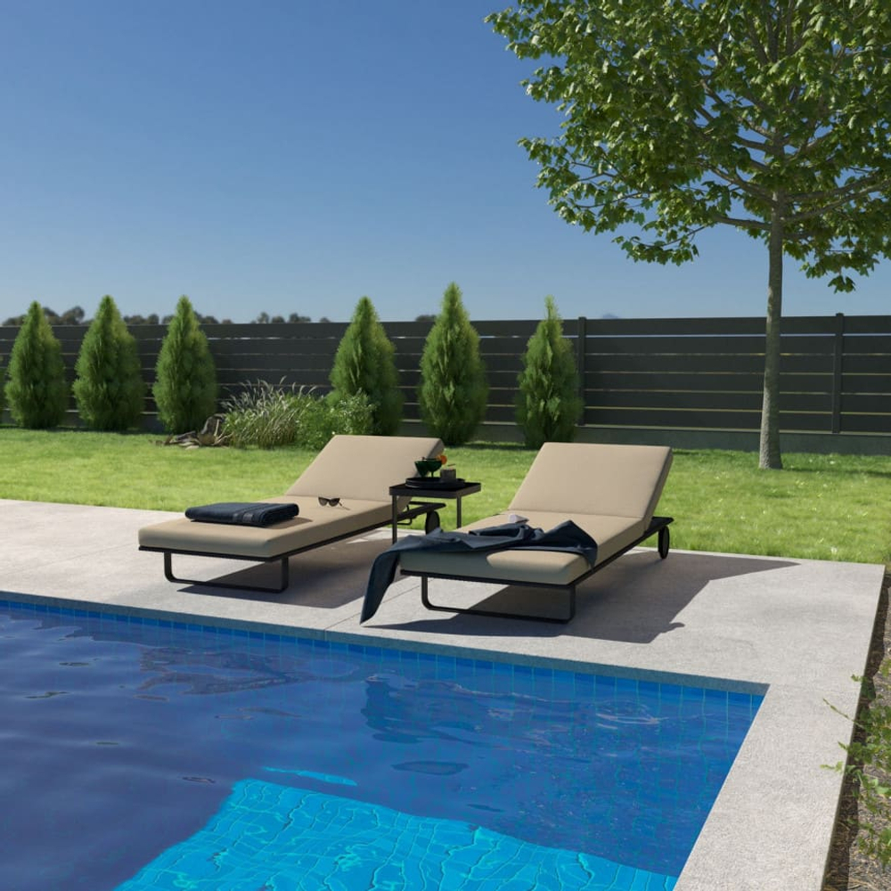 Шезлонг Ideal Patio КОСТА на колесах бежевый - каркас карбон