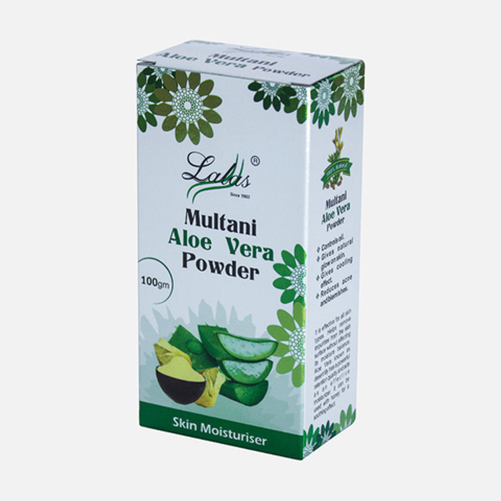 Маска-убтан для лица Lalas Multani Aloe Vera на основе глины с Алоэ Вера, Увлажнение кожи 100 гр.