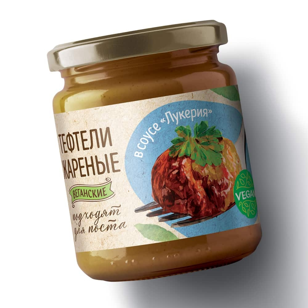 Продукт белковый  консервированный «Тефтели жареные в соусе «Лукерия» ВЕГО | VEGO Meatballs in Lukerya sauce 500g