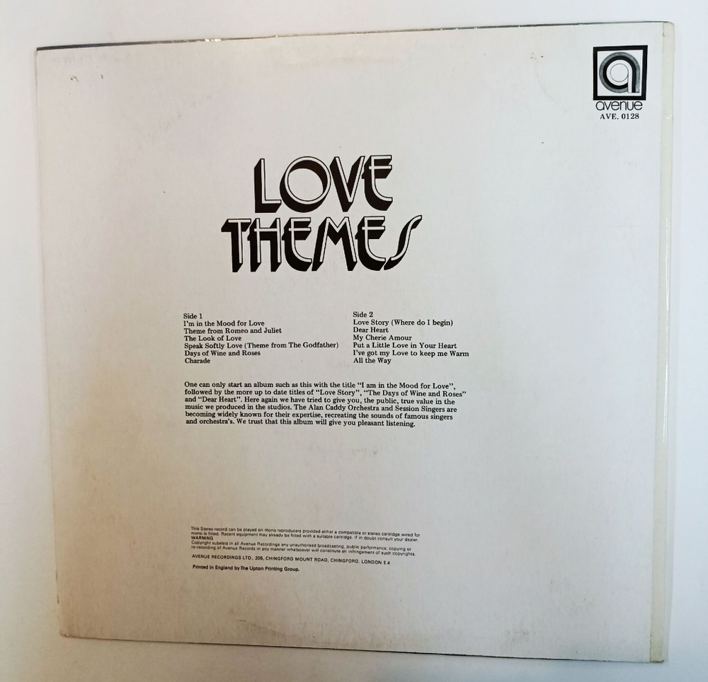 Винтажная виниловая пластинка LP Alan Caddy Orchestra and Singers Love Themes And Love Songs (UK 1972)