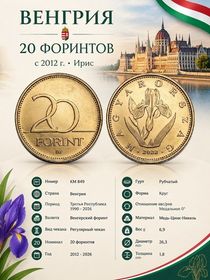 Венгрия 20 форинтов, 2012 - 2026