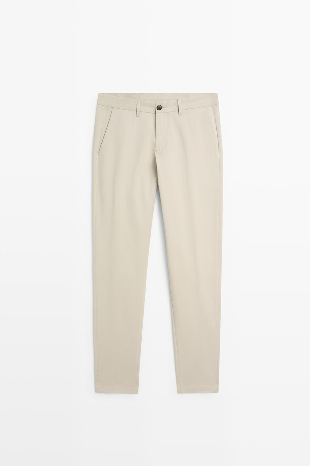 Massimo Dutti Зауженные брюки из смесового хлопка, бежевый
