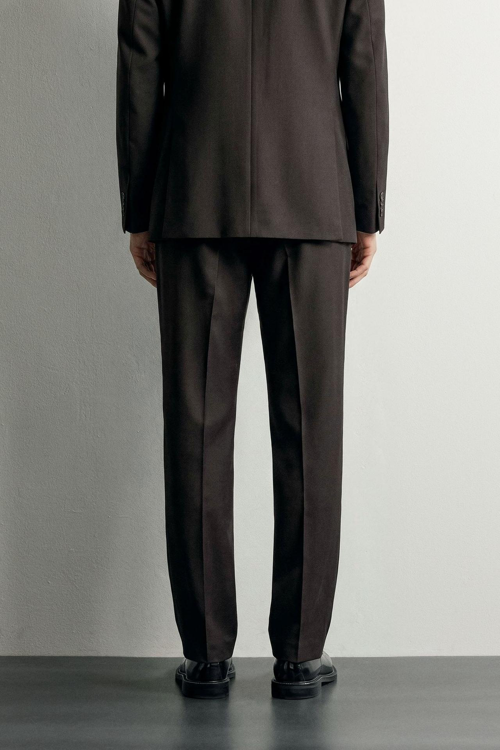 ZARA КОСТЮМНЫЕ БРЮКИ ИЗ СМЕСОВОЙ ШЕРСТИ, КОРИЧНЕВЫЙ