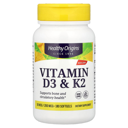 Healthy Origins, Vitamin D3 & K2, 180 Softgels
