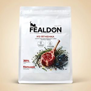 Сухой корм Fealdon для взрослых собак мелких и миниатюрных пород с чувствительным пищеварением, ягненок и индейка 2 кг+говядина 2 кг