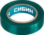 СИБИН 15 мм х 10 м, 5 000 В, зеленая, изолента ПВХ (1235-4)