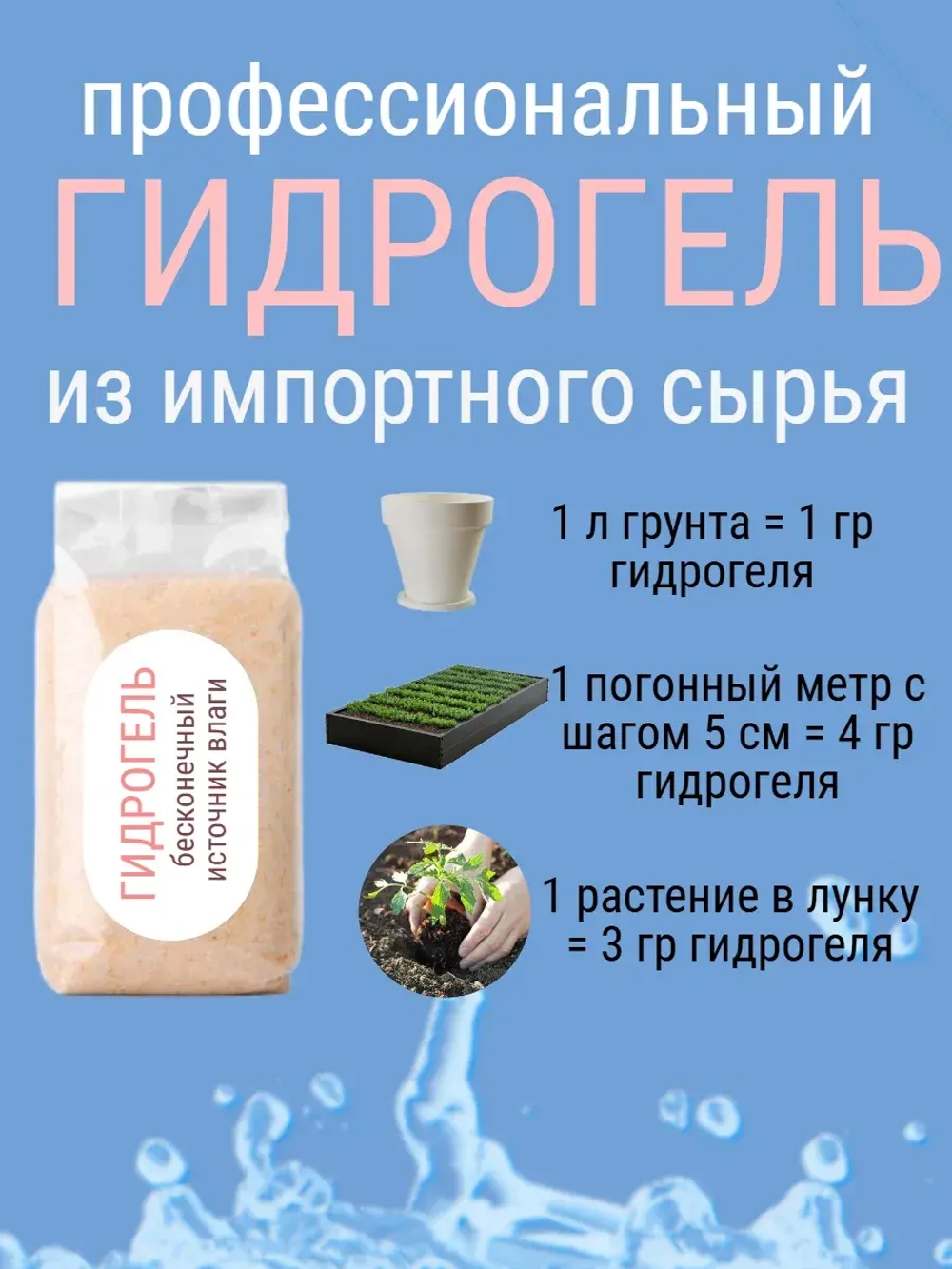 Гидрогель для растений 500 грамм