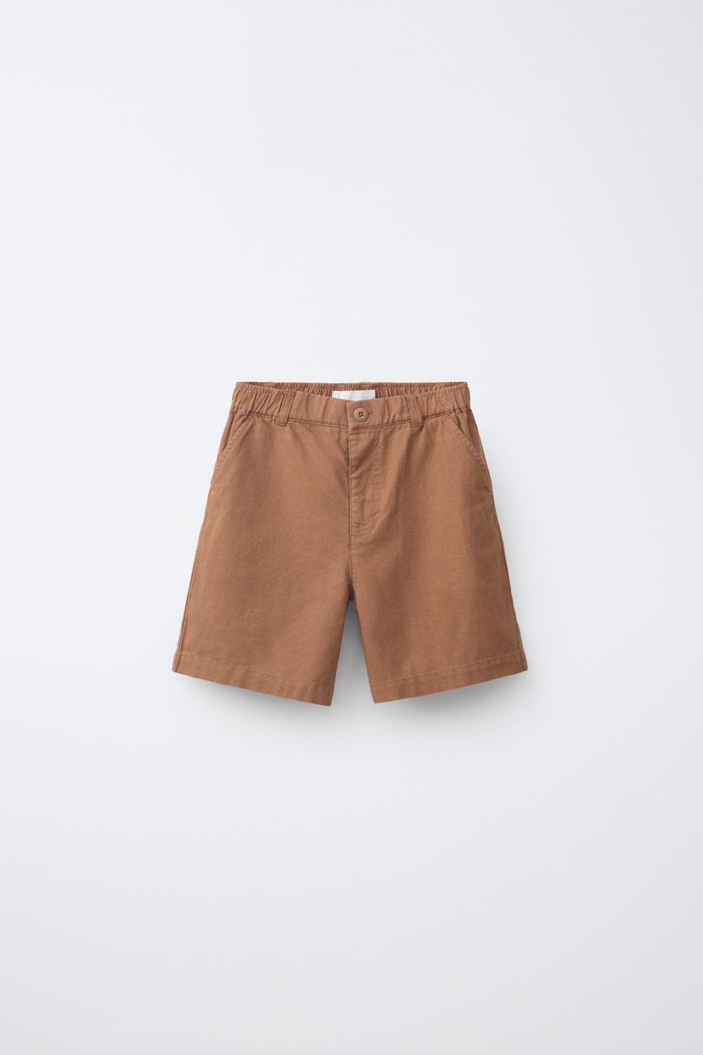 ZARA ШОРТЫ ИЗ СМЕСОВОГО ХЛОПКА И ЛЬНА, КАРАМЕЛЬНЫЙ
