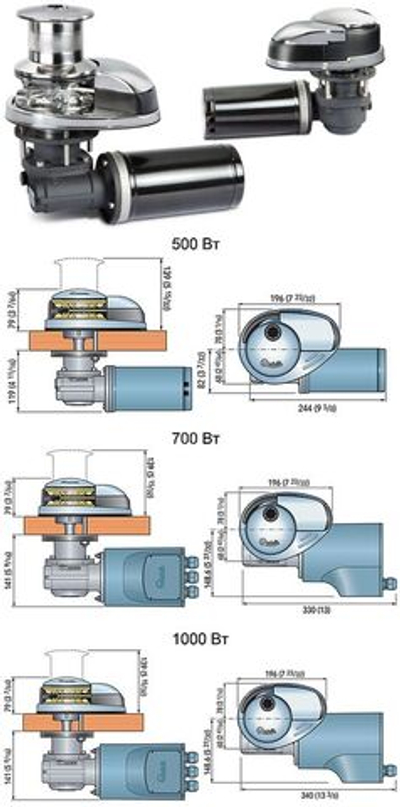 Якорная лебедка "Prince DP2", 1000 Вт, 12 В, с барабаном, цепь 8 мм (10252539)