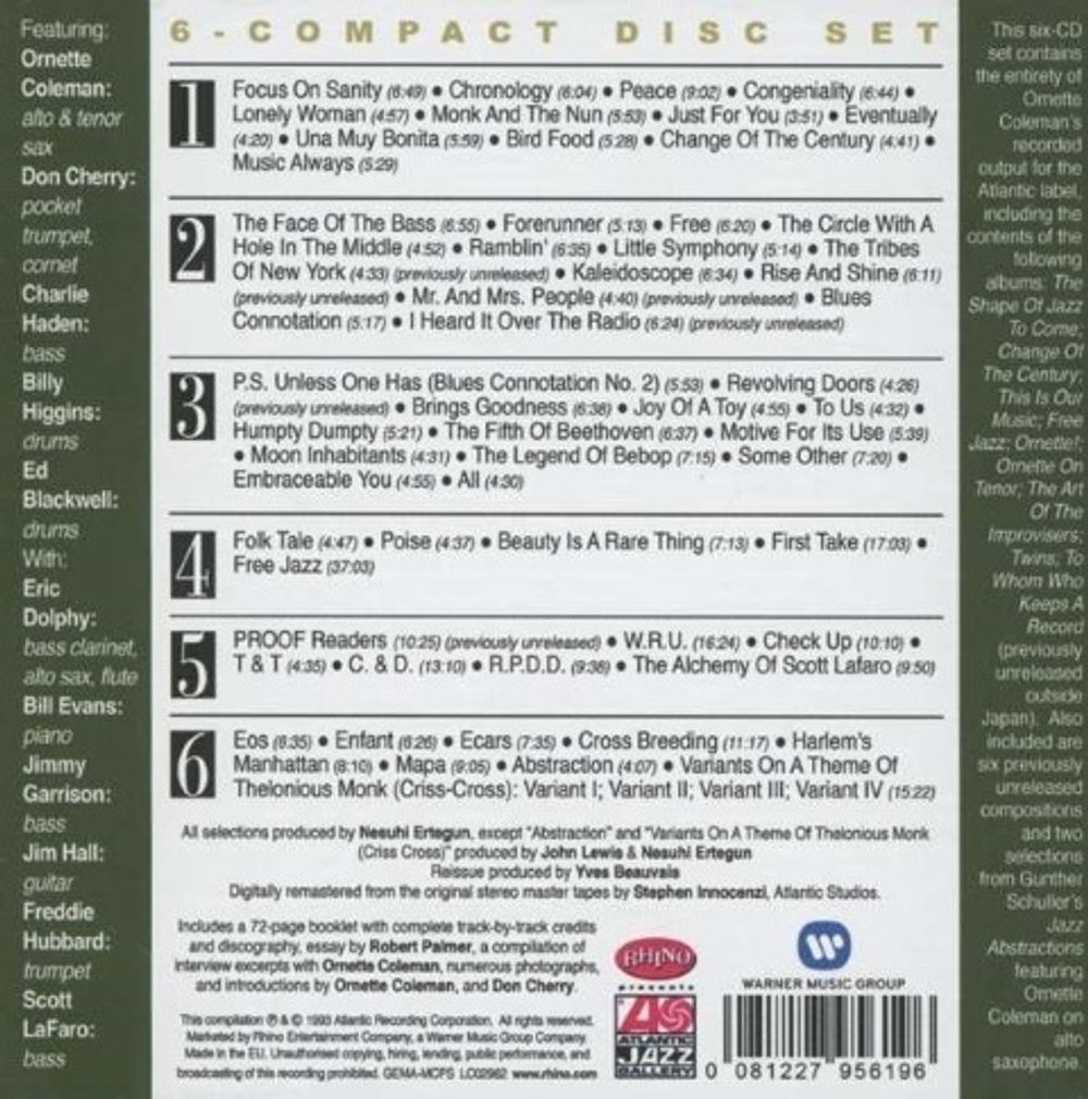 Ornette Coleman / Beauty Is A Rare Thing: The Complete Atlantic Recordings (6CD)
