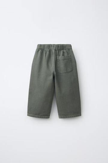 ZARA ДЖИНСЫ BAGGY ИЗ САРЖИ, ЗЕЛЕНЫЙ