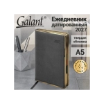 Ежедневник А-5 2027 GALANT "Infinity Gold", под кожу, серый, 118062