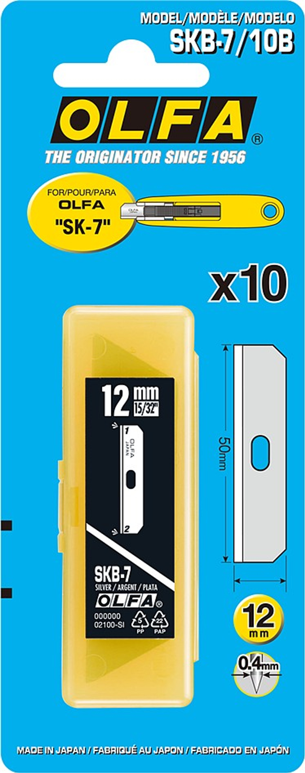 OL-SKB-7/10B Лезвия трапециевидные, 12 мм, 10 шт.