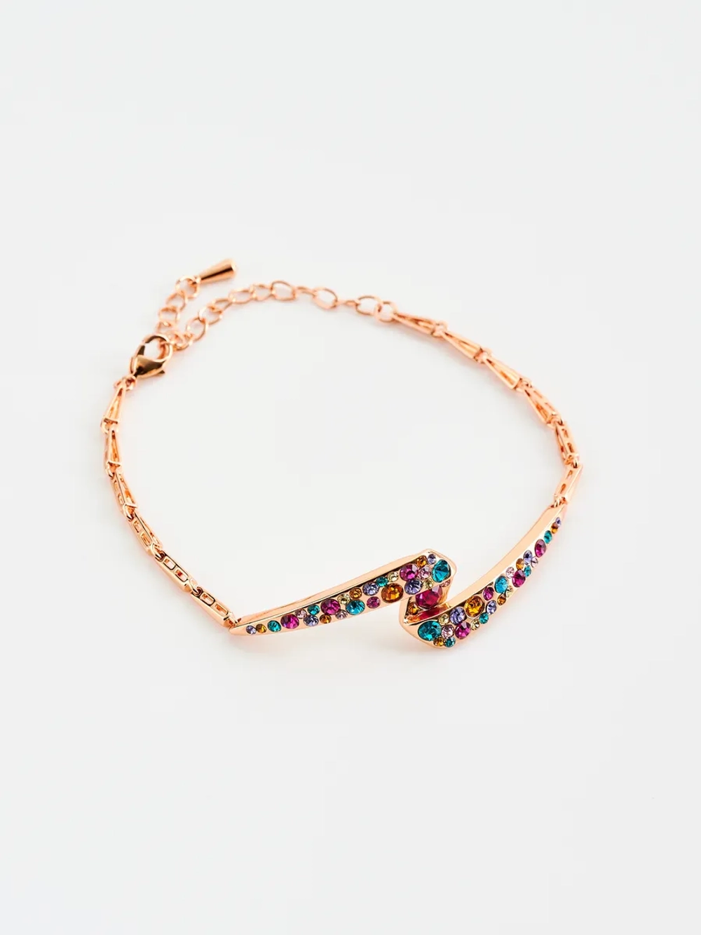 Браслет Молния с разноцветными кристаллами Swarovski
