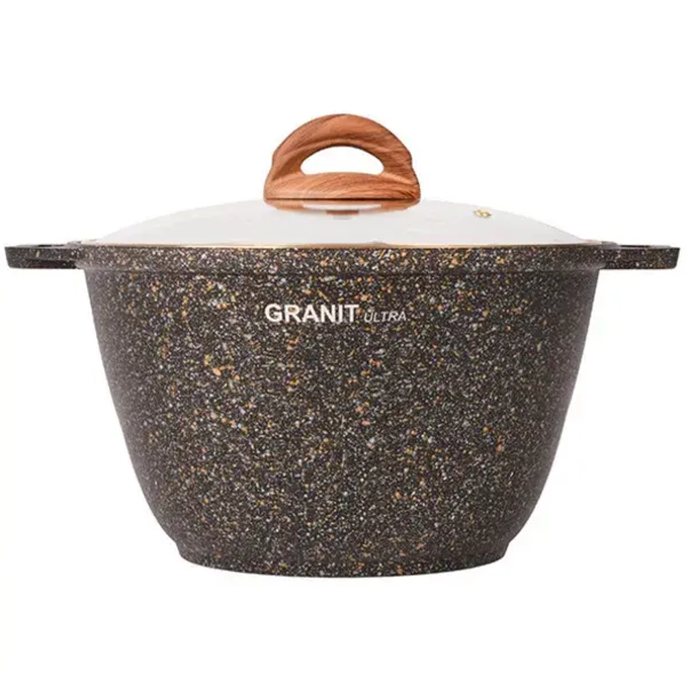 Кастрюля 4л «Granit ultra» (black-gold) со стеклянной крышкой кгбг42а