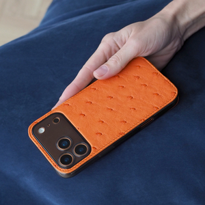 Чехол-накладка для iPhone 17 Pro - кожа страуса, оранжевый