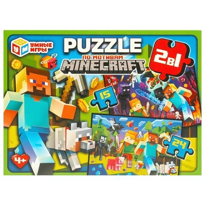 Пазл 2в1 (15,24эл.) "По мотивам Minecraft" 4660254443792 коробка