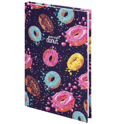 Блокнот А5 134х206мм, 80л, твёрдый, клетка, выборочный лак, BRAUBERG KIDS, Donuts