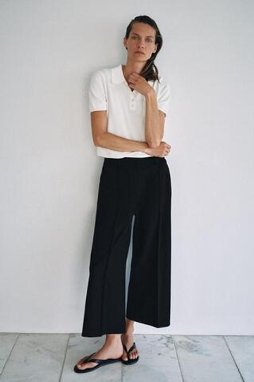 ZARA УКОРОЧЕННЫЕ БРЮКИ — ZW COLLECTION, ЧЕРНЫЙ