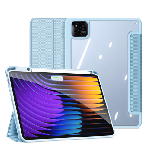 Чехол книжка синего цвета от Dux Ducis для Xiaomi Pad 7 и 7 Pro, серия Toby Series Case, с функцией пробуждения и сна