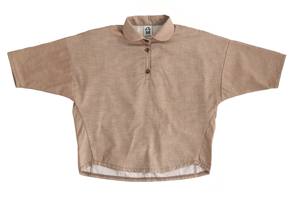Рубашка для девочек коричневая "джинс"