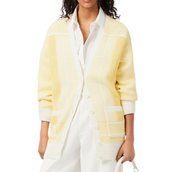 Женская теннисная толстовка Lacoste Tennis Court Jacquard Long - white/yellow