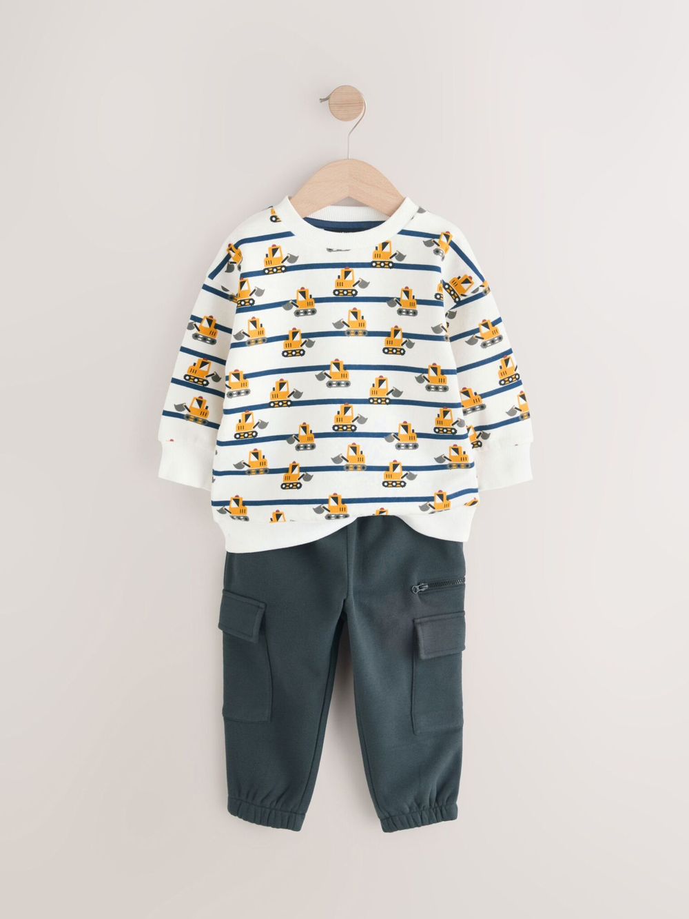 Лонгслив и джоггеры в комплекте для мальчика Next E60-678, Белый, Темно-серый