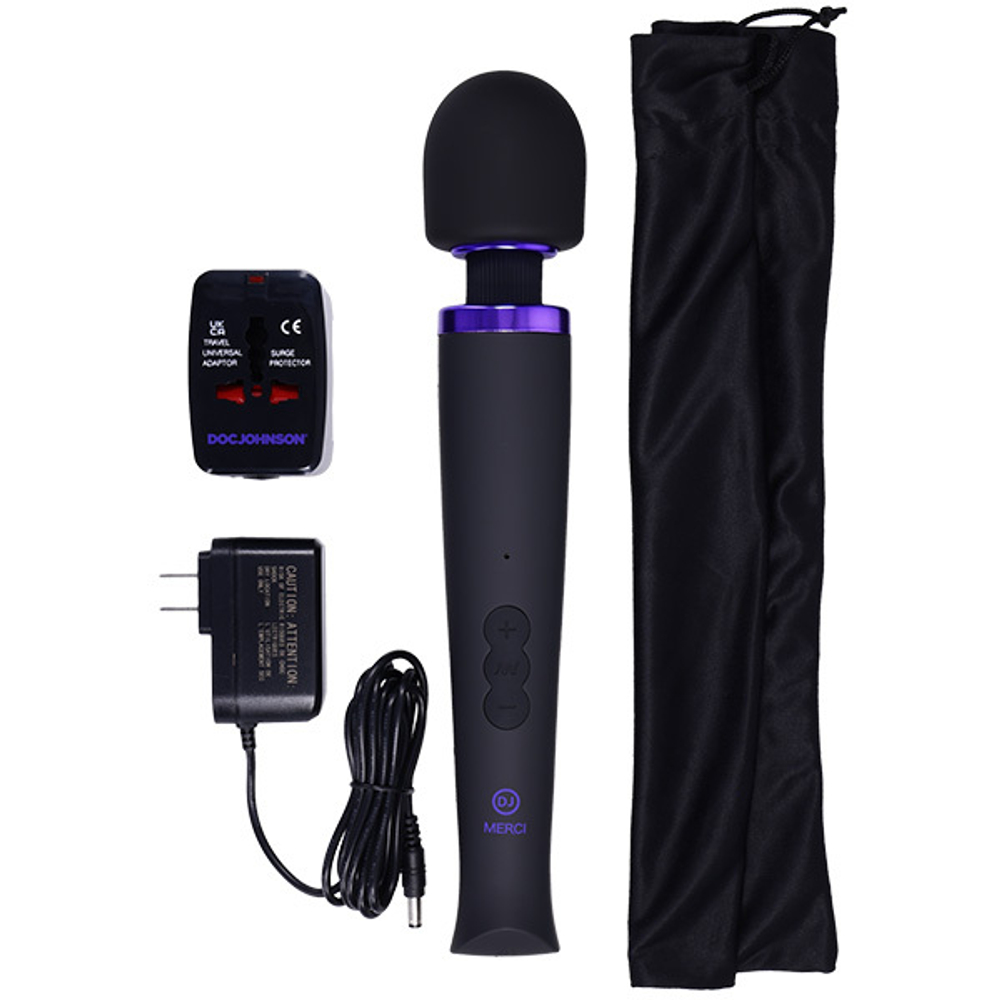 Беспроводной черный вибратор-wand 31,8см Doc Johnson Merci Power Wand 2400-11-BX