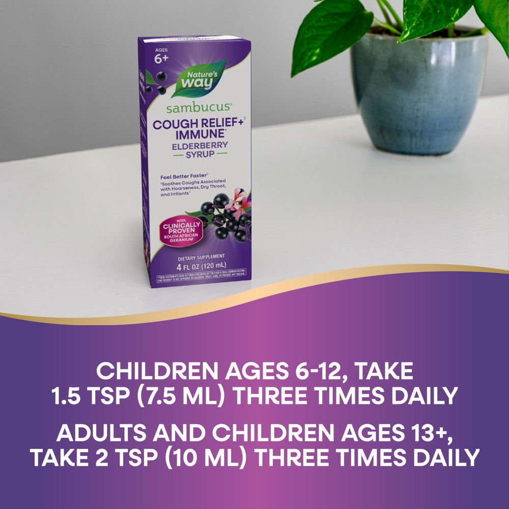Nature's Way, средство от кашля и иммунитет, Sambucus®, для детей от 6 лет, 120 мл (4 жидк. унции)
