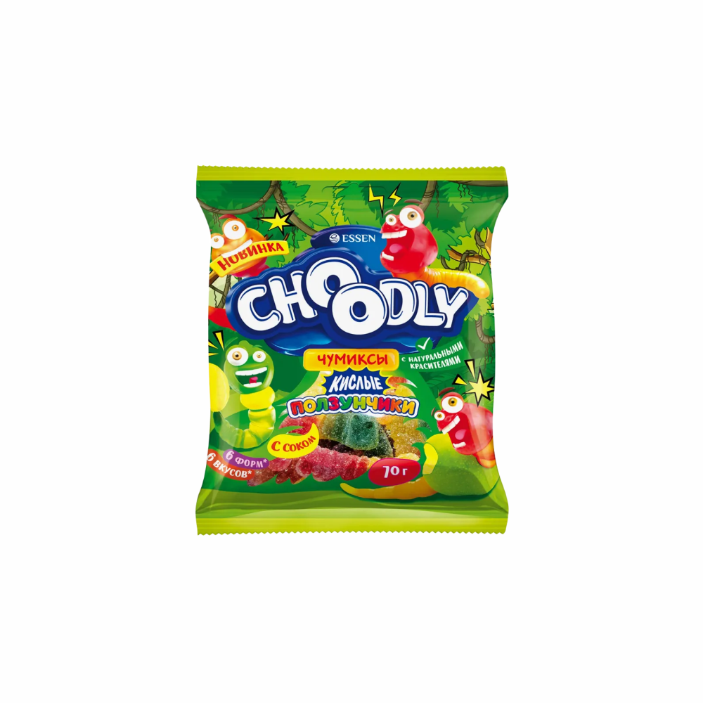 Мармелад жеват. CHOODLY Кислые Ползунчики пак.170г