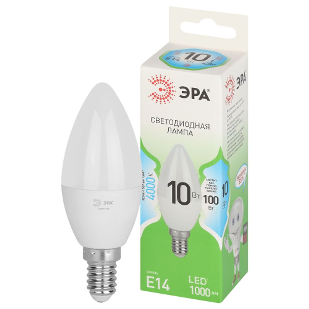 Лампа светодиодная ЭРА GREEN LINE LED B35-10W-840-E14 GL 10Вт свеча яркий белый свет E14 | Лампы cветодиодные Свеча (B/C)