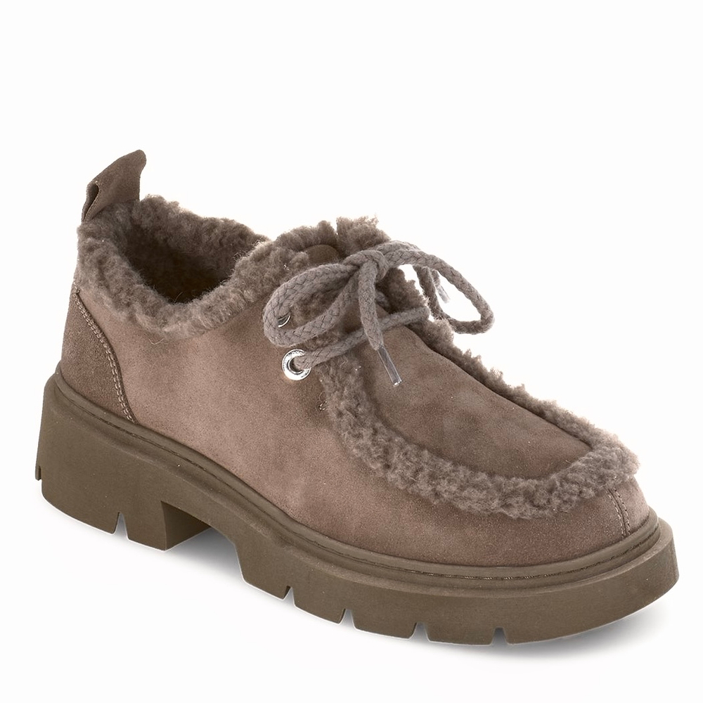 Замшевые полуботинки INUIKII Mocabee curly taupe на меху
