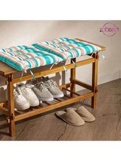 Подушка на стул 4 шт Бирюзовая полоска 40х40 /Рогожка