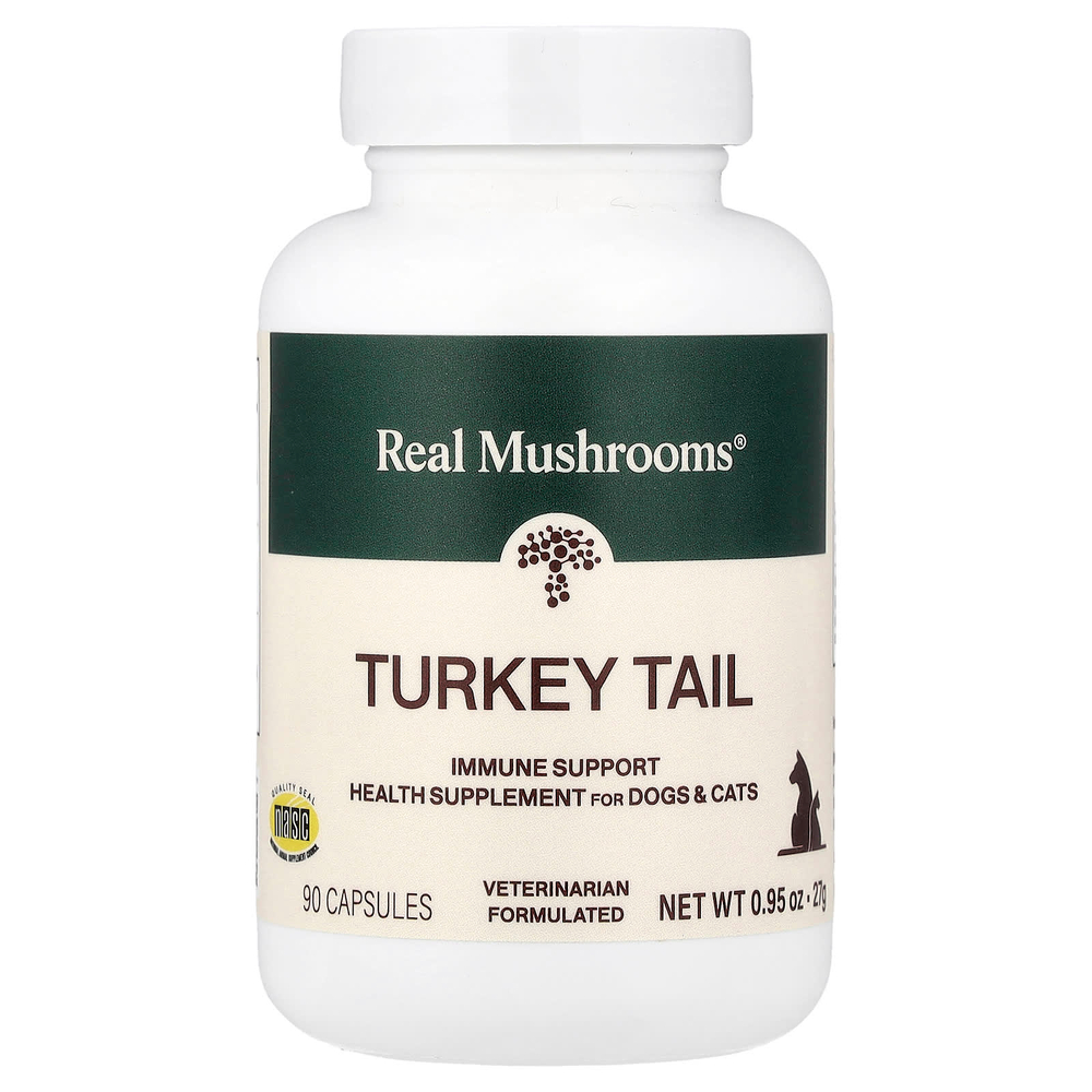 Real Mushrooms, трутовик разноцветный, для собак и кошек, 90 капсул, 27 г (0,95 унции)