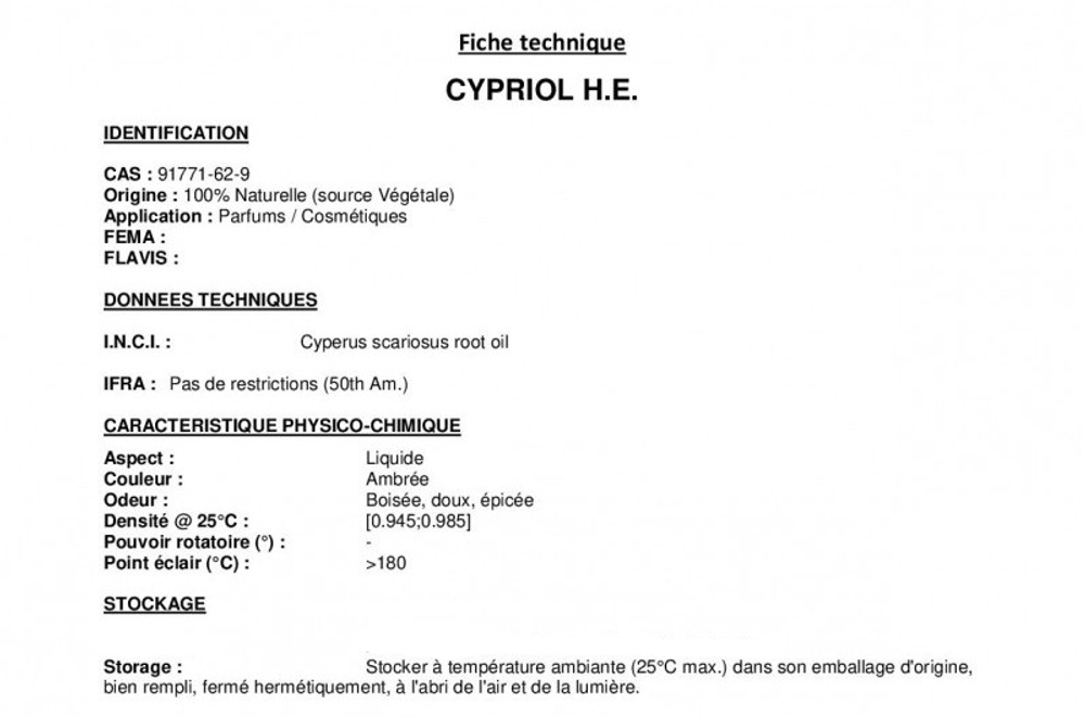 CYPRIOL EO / ЦИПРИОЛ ( НАГАРМОТА ) CAS 91771-62-9