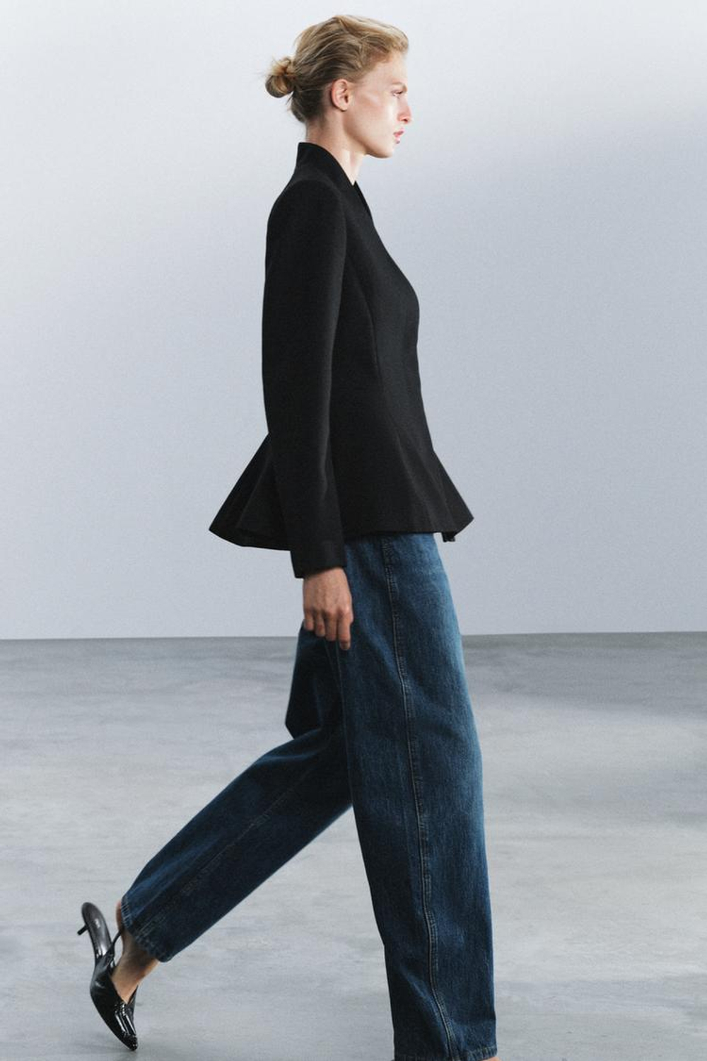 ZARA БЛЕЙЗЕР С ШЕРСТЬЮ И БАСКОЙ — ZW COLLECTION, ЧЕРНЫЙ