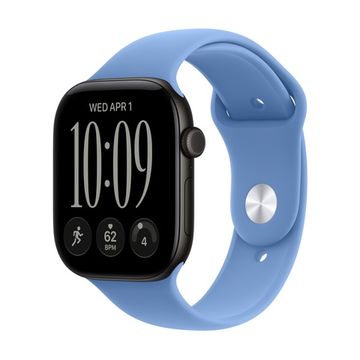 Смарт-часы Apple Watch Series 12 GPS 46mm Black Aluminium, Wildflower Blue Sport Band, размер M/L