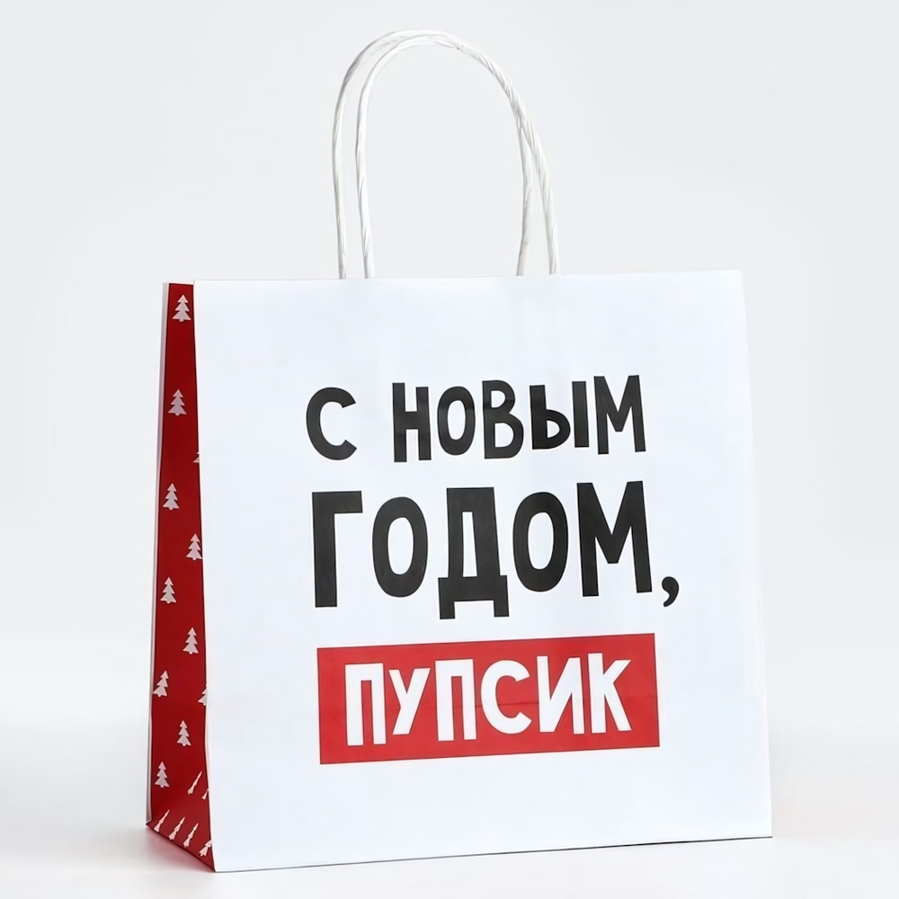 Пакет подарочный "С Новым годом, пупсик" 22×22×11см (Дарите Счастье)