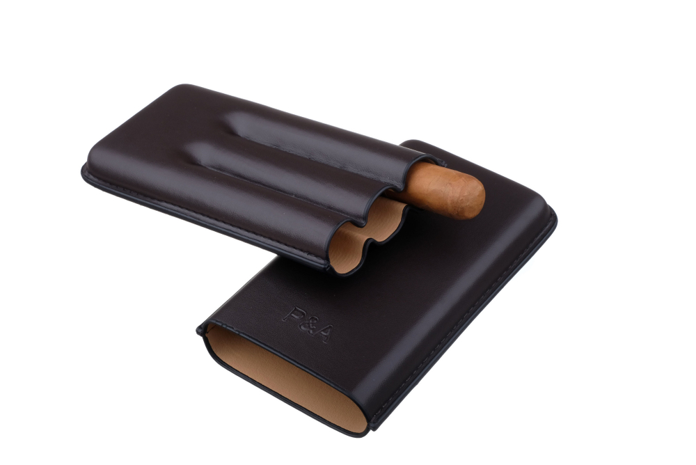 Чехол P&A на 3 сигары Cohiba Beike 56, кожа, коричневый T1348-brown