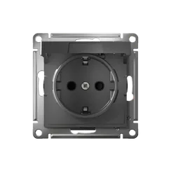 Розетка с крышкой Systeme Electric AtlasDesign Сталь, самозажимные клеммы ATN000946S
