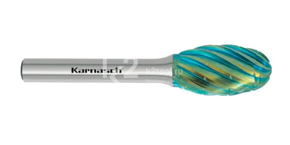 Борфреза твердосплавная Karnasch форма E, 6х10х6х50 мм, насечка HP-3 PRO, покрытие Green-Tec, арт. 11.6094-010