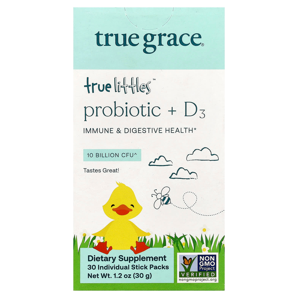 True Grace, True Littles™  Probiotic + D3, 30 Individual Stick Packs, 0.04 oz (1 g) Each