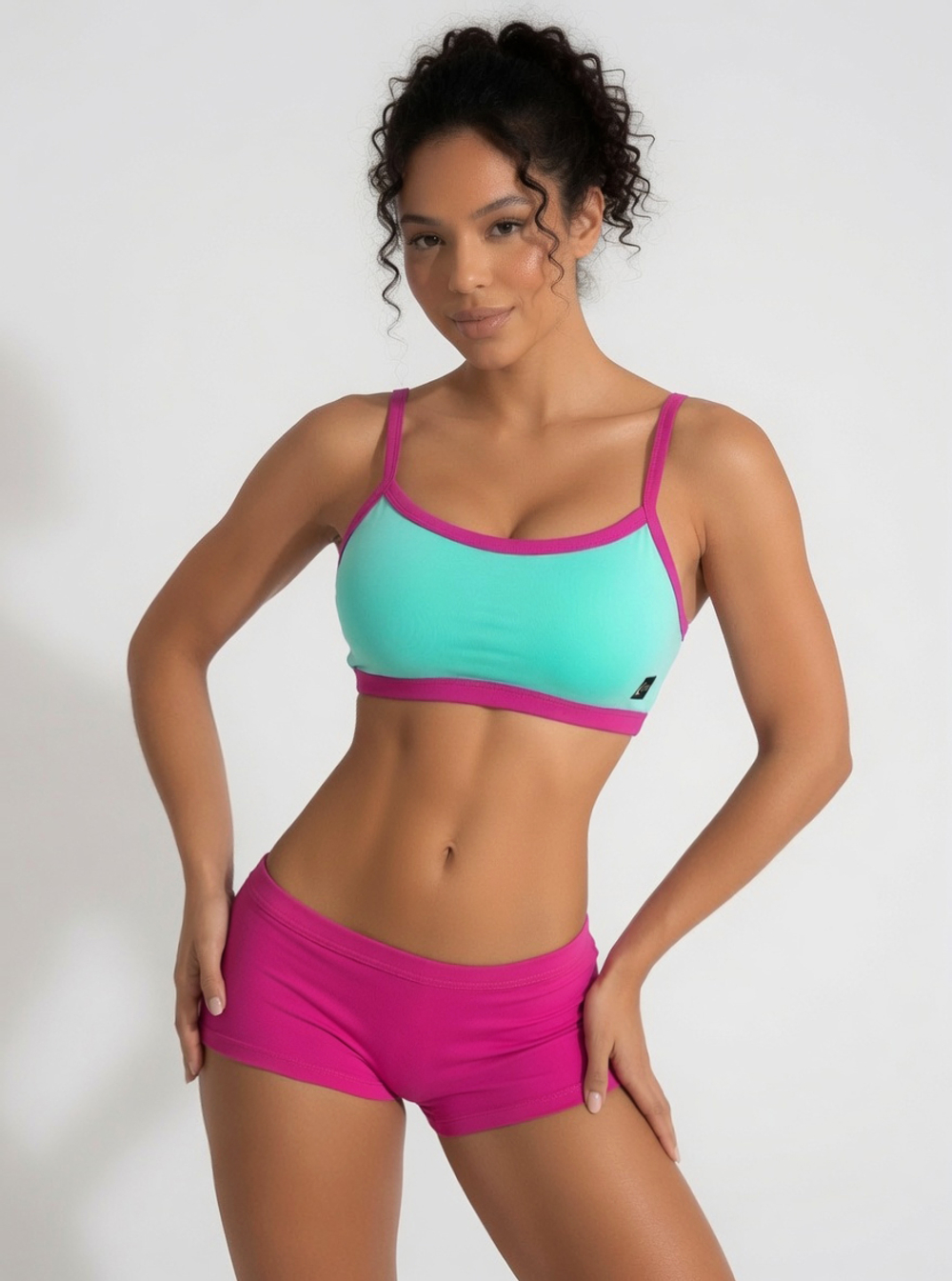 Топ Bikini мята/фуксия