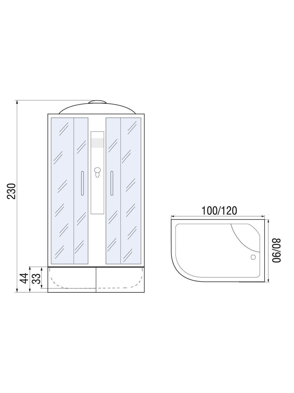 Душевая кабина RIVER DESNA XL 100/80/44 MT R  100x80x230 10000006140 Правая Асимметрия