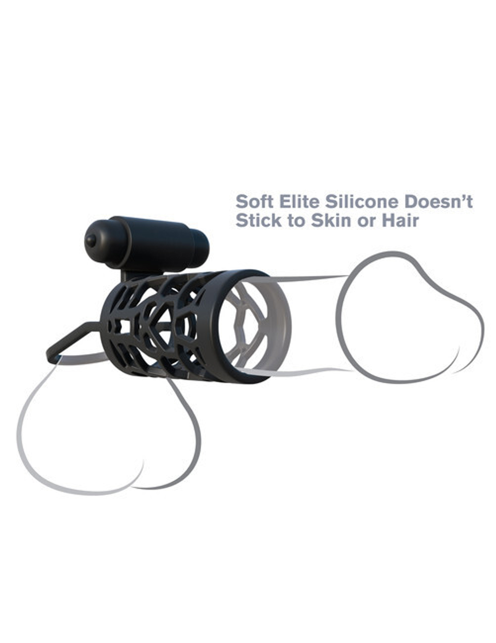 Эрекционное кольцо-насадка с клиторальным вибро-стимулятором Thick Dick Silicone Vibrating Cage (Цвет: черный)