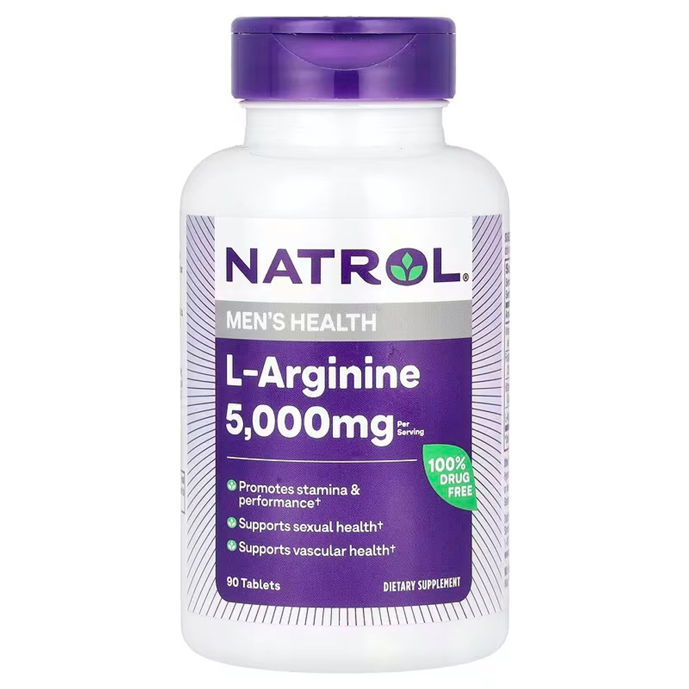 Natrol, Л-аргинин, 5000 мг, 90 таблеток (1000 мг в каждой таблетке)