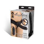 Чёрный полый страпон с вибрацией Unisex Vibrating Hollow Strap-On - 14 см. (Цвет: черный)