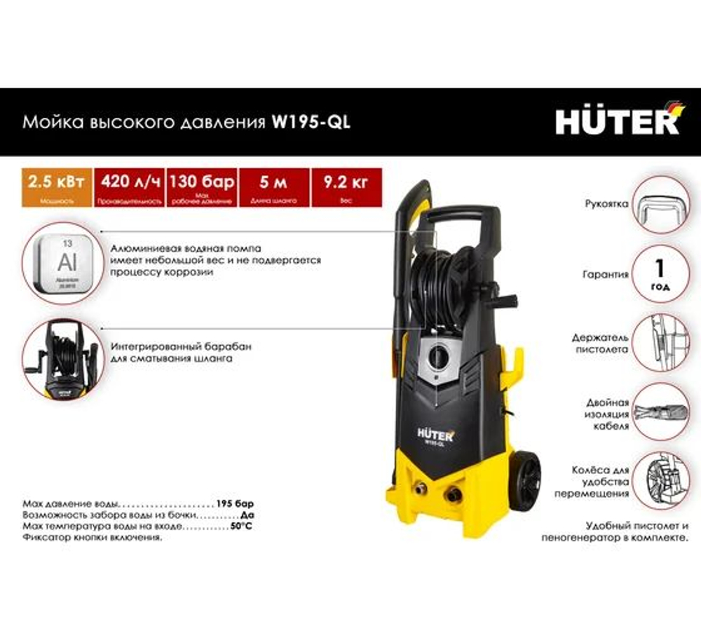 Мойка Huter W195-PW SMART PROFESSIONAL 70/8/54